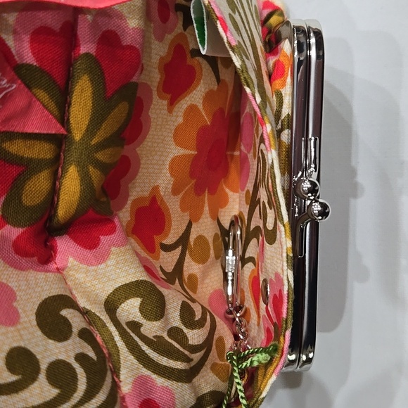 Vera Bradley One For the Money Folkloric Wallet Floral Change Pouch Key Ring Zip - Picture 7 of 12